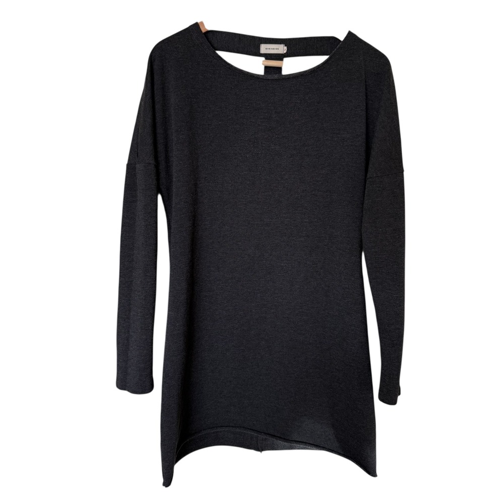 SHEINSIDE Dark‎ Gray Long Sleeve Cutout Back Tunic Top Women's small
